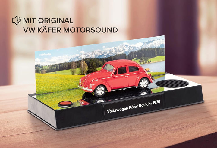 FRANZIS 55255 - VW Käfer Adventskalender rot, Metall Modellbausatz im Massstab 1:43, inkl. Soundmodu