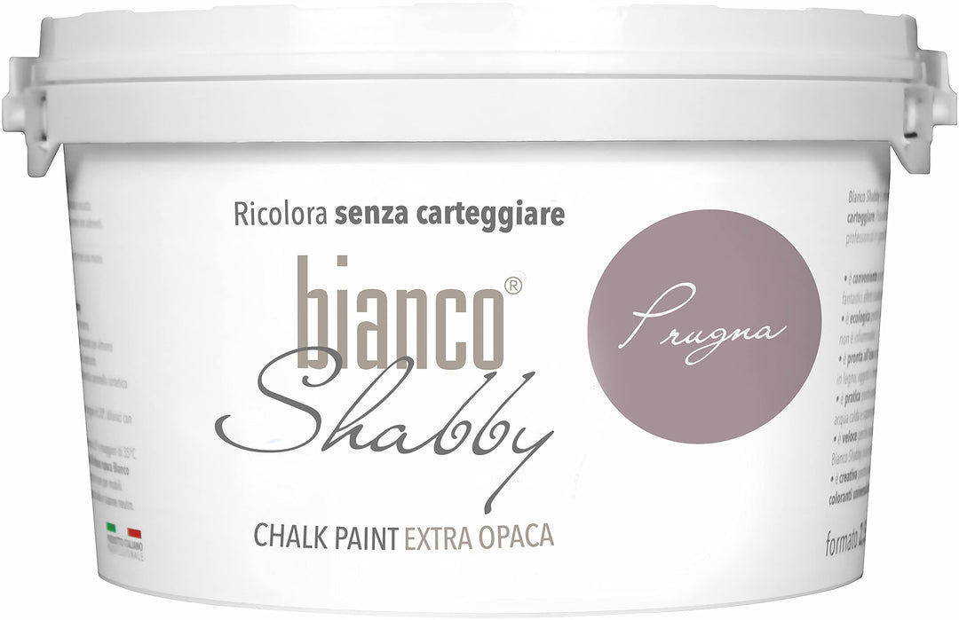 bianco Shabby® Prugna Kreidefarbe Wasserbasis für Alle Oberflächen einfach zu verarbeiten ohne schle