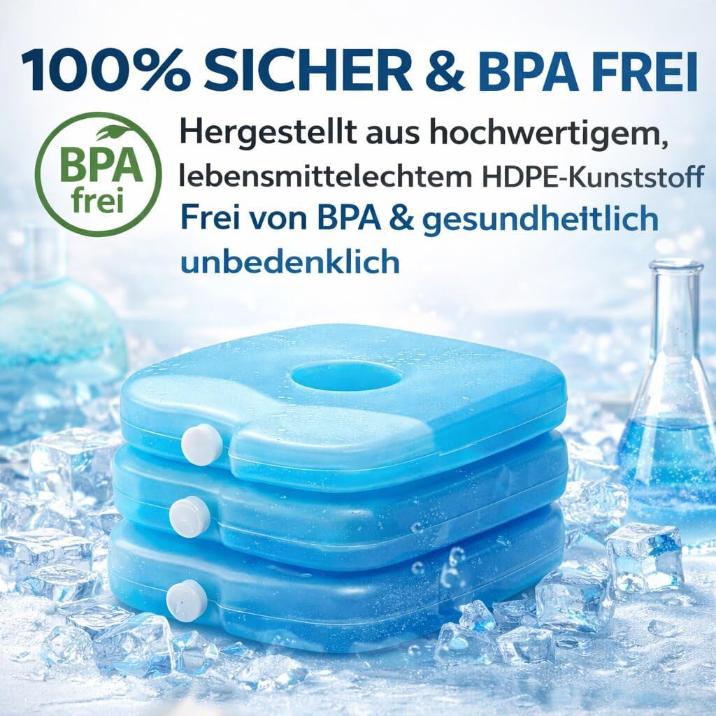 BigDean Kühlbox 24 Liter Set inkl. 6 Kühlakkus, blau/weiss, ohne Strom, bis zu 11 Std. Kühlung, Made