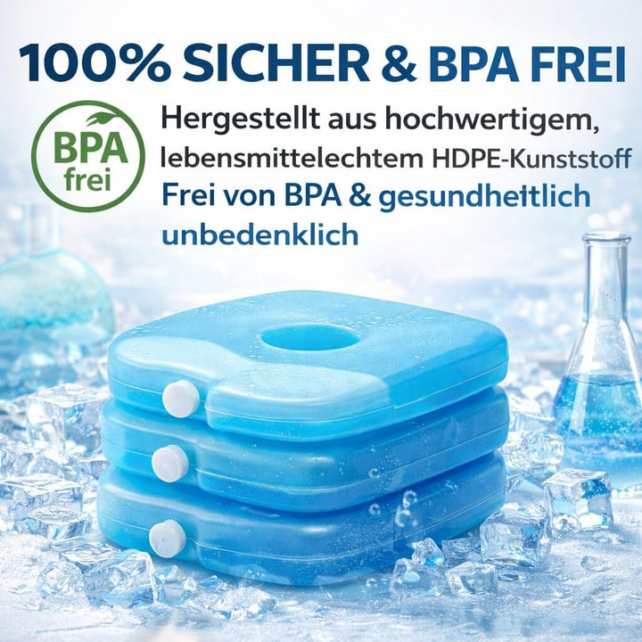 BigDean Kühlbox 24 Liter Set inkl. 6 Kühlakkus, blau/weiss, ohne Strom, bis zu 11 Std. Kühlung, Made