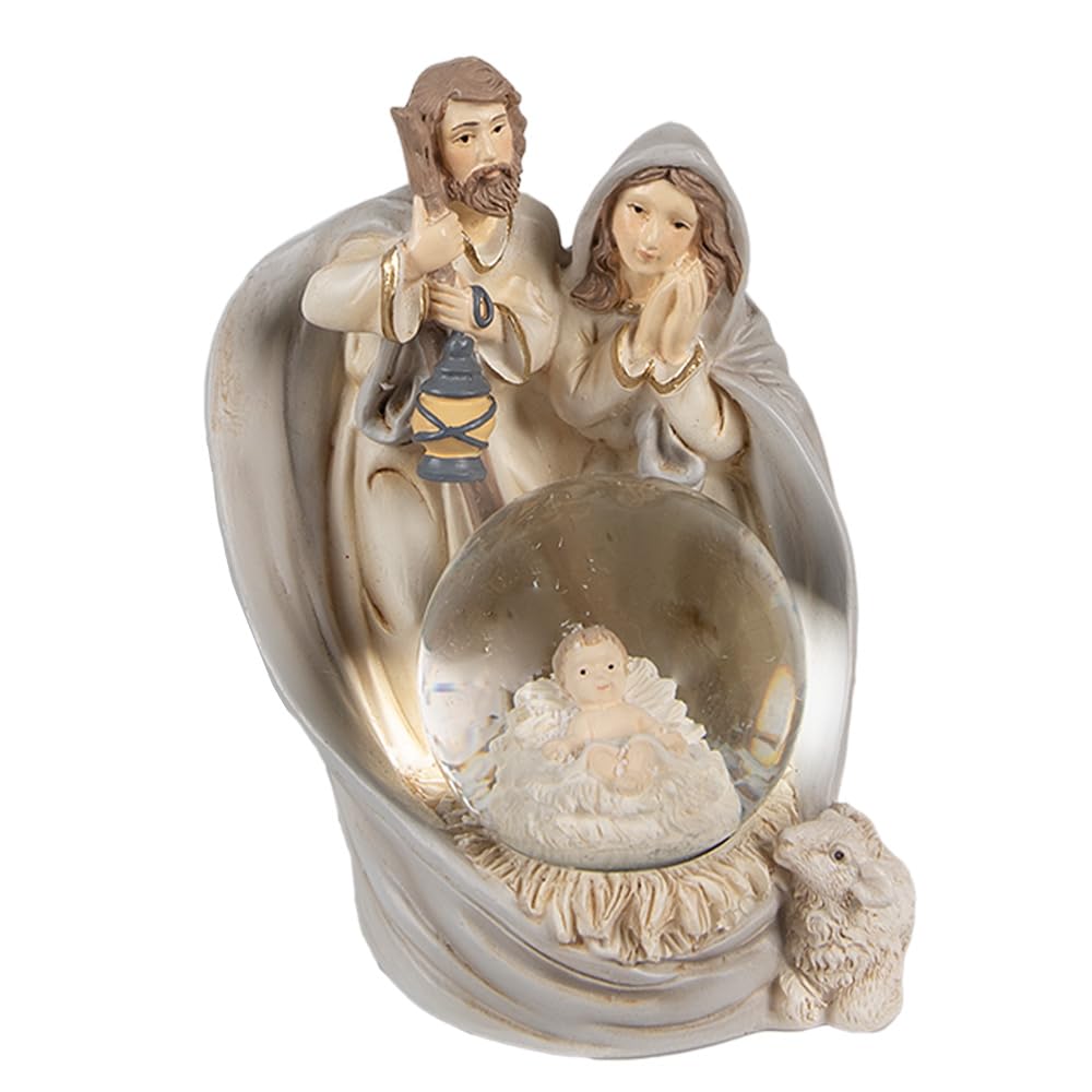 Clayre & Eef Schneekugel 11 cm Grau Polyresin Krippe