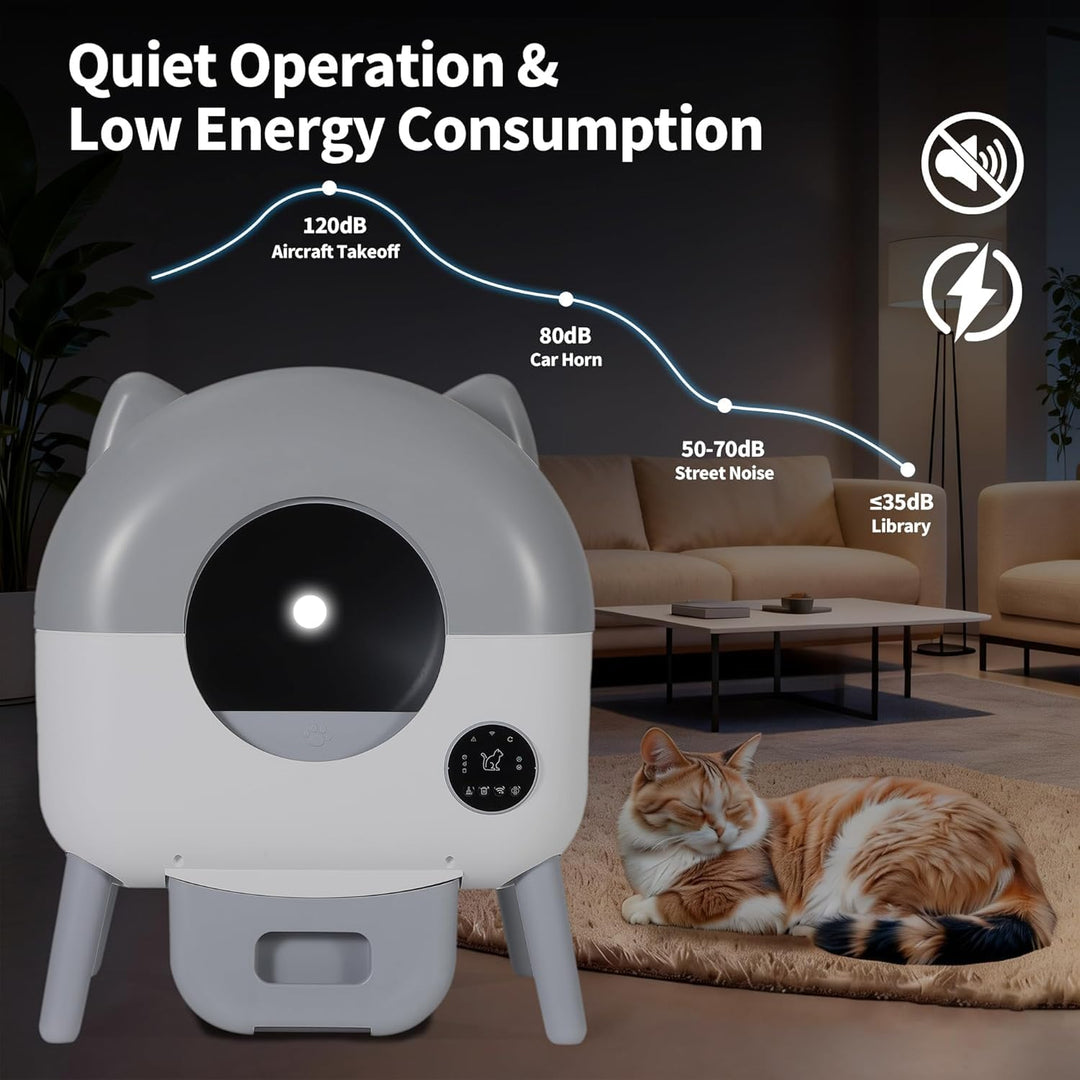 Selbstreinigende Katzentoilette, 76L Katzenklo Selbstreinigend, APP-gesteuert, Sicherheitssensoren,