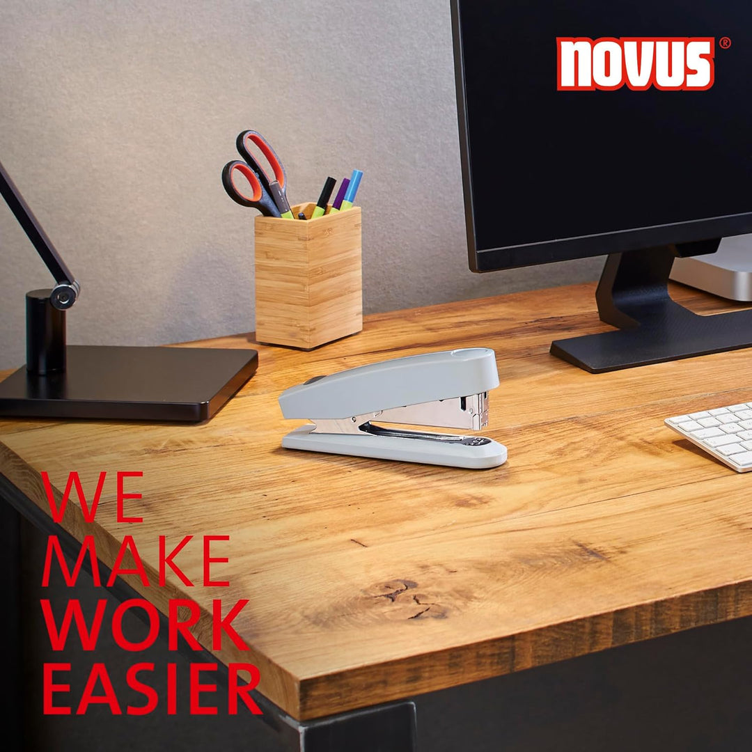 Novus B 7A Komfort Heftgerät (30 Blatt Heftleistung, Automatik-Funktion, inkl. 200 Klammern) grau gl