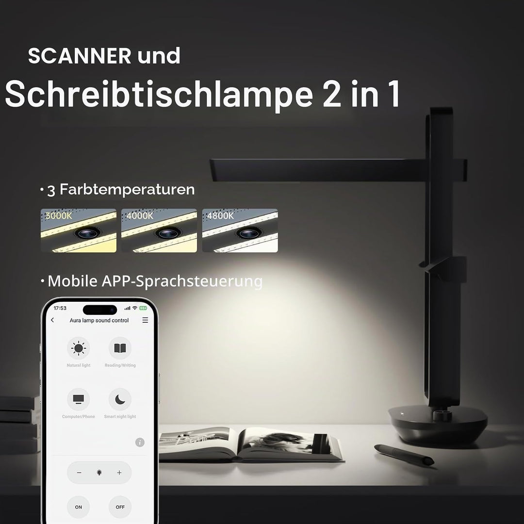 CZUR 14MP Buchscanner Faltbarer, Tragbar Dokumentenkamera, Dokumentenscanner mit OCR, für Windows un