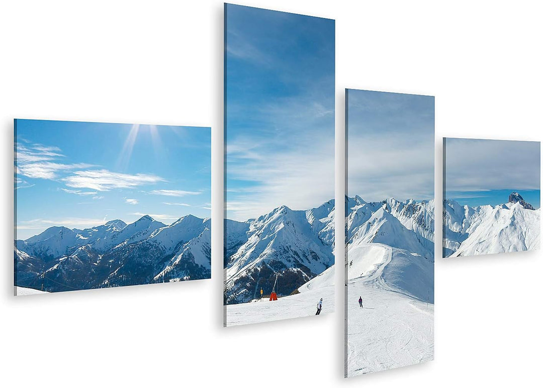 islandburner Bild auf Leinwand Skipiste In Den Bergen Bilder Wandbilder Poster Leinwand 150x80cm - 4