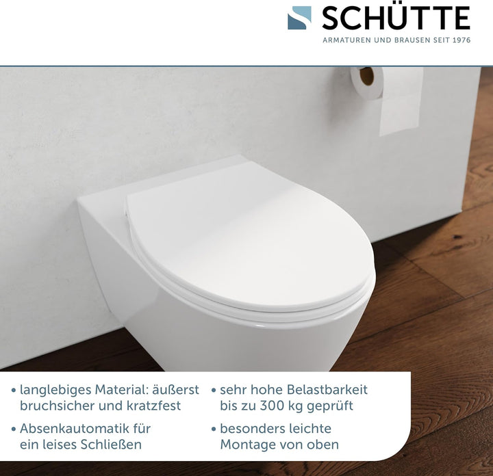 WC-Sitz mit Absenkautomatik | thermoplast | Abnehmbarer Klodeckel aus bruchsicherem Material | Einfa