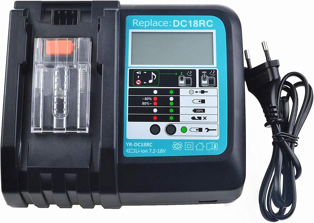 18V Ladegerät DC18RC Ersatz für Makita 18v Akku 5Ah BL1850B BL1860B BL1830B + Akku BL1850B 18V 5000m
