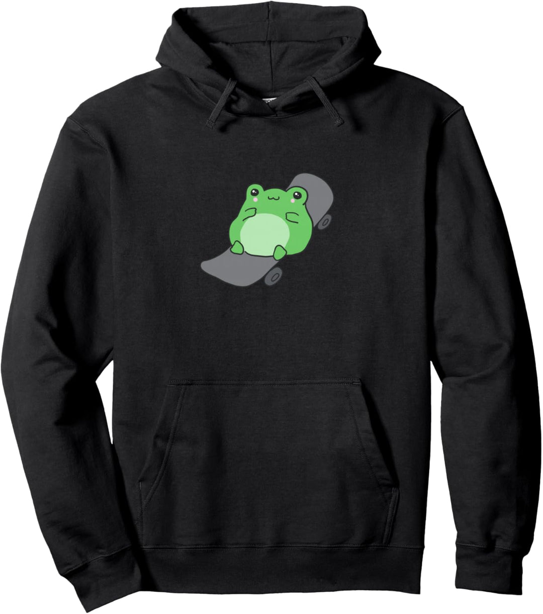 Netter Frosch auf Skateboard - Kawaii Ästhetischer Frosch Pullover Hoodie
