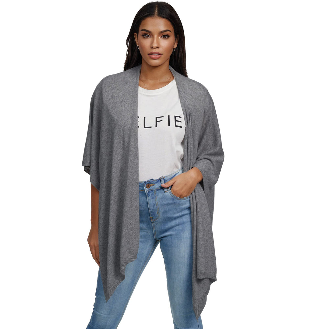 Glamexx24 Damen Poncho Schal Cashmere Feeling Strick Cape Frauen Poncho Cardigan XXL Umhängetuch für