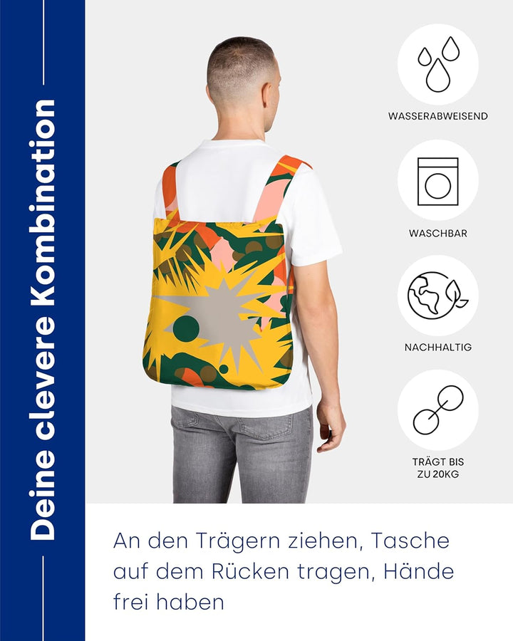 Notabag Original 2 in 1 Backpack and Bag – Backpack waterproof – reusable grocery bags foldable – cl