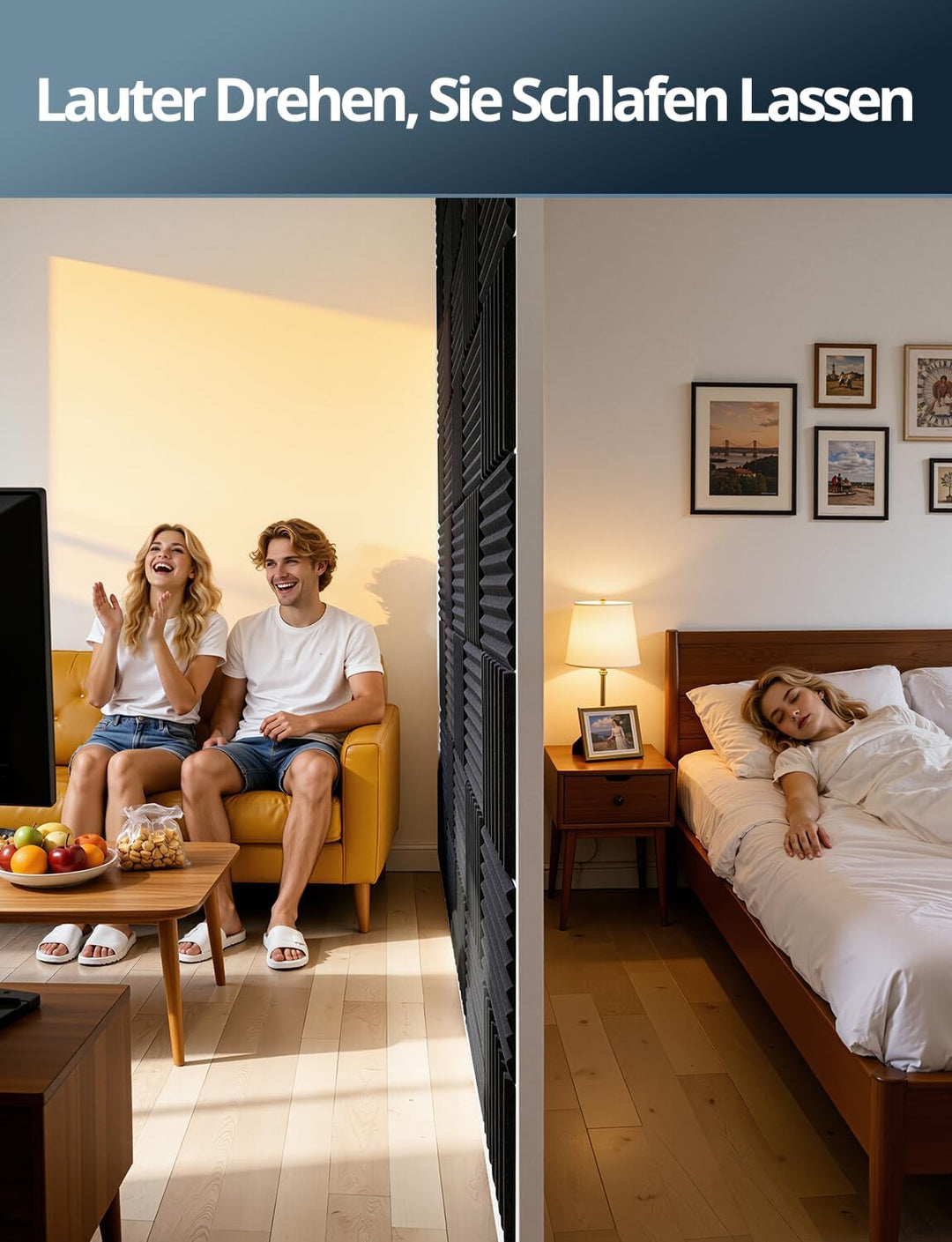 Kuchoow Schallschutz Akustikschaumstoff Wand mit Dämmung Schweres Vinyl, 8 Stück Selbstklebend Akust