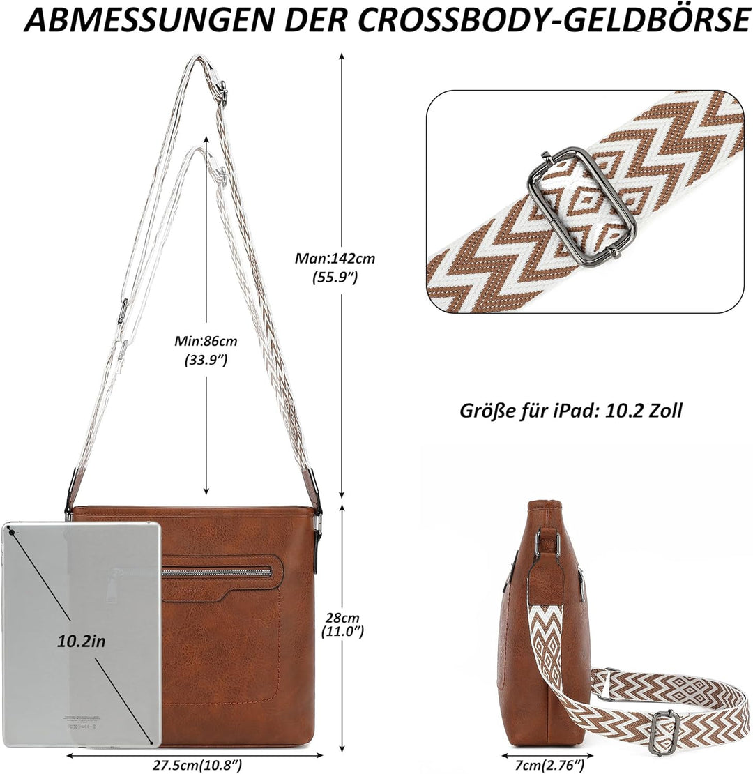 TANTOMI Umhängetasche Damen, Leicht Damen Schultertasche aus PU Leder, Handtasche Damen für Verstell