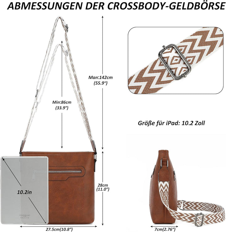 TANTOMI Umhängetasche Damen, Leicht Damen Schultertasche aus PU Leder, Handtasche Damen für Verstell