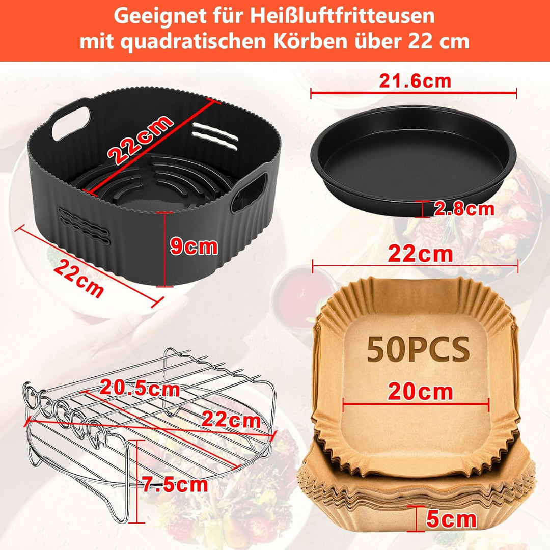 4PCS 22CM Heissluftfritteuse Zubehör - Airfryer Zubehör für Ninja AF180EU Max Pro 6,2 L, COSORI 5,5L
