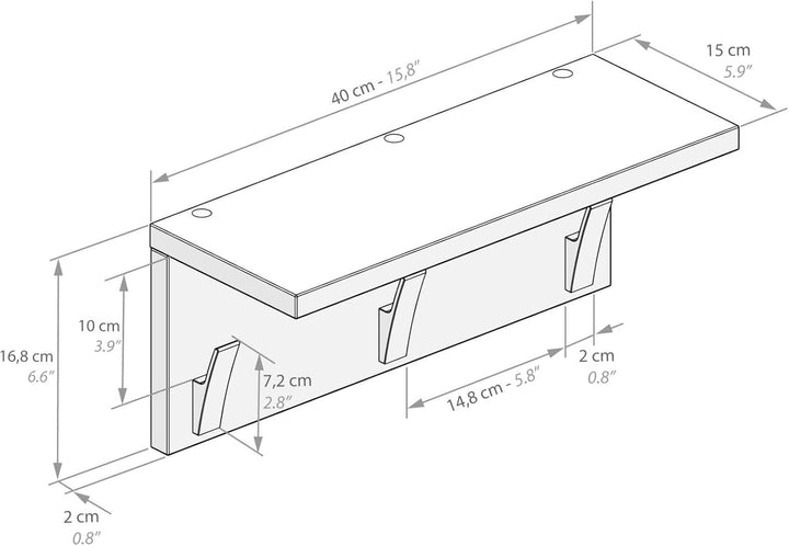MOBILI FIVER, Rachele, Wandgarderobe 40 cm, grauer Beton, Made In Italy 40 cm Grauer Beton, 40 cm Gr