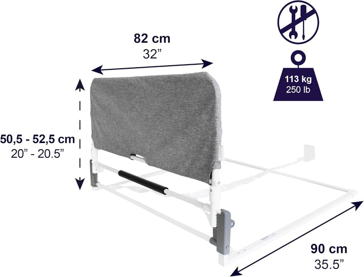 KMINA - Bettgitter Rausfallschutz Faltbar 90 bis 180 cm, Verstellbarer Aufstehhilfe Bett Senioren, K