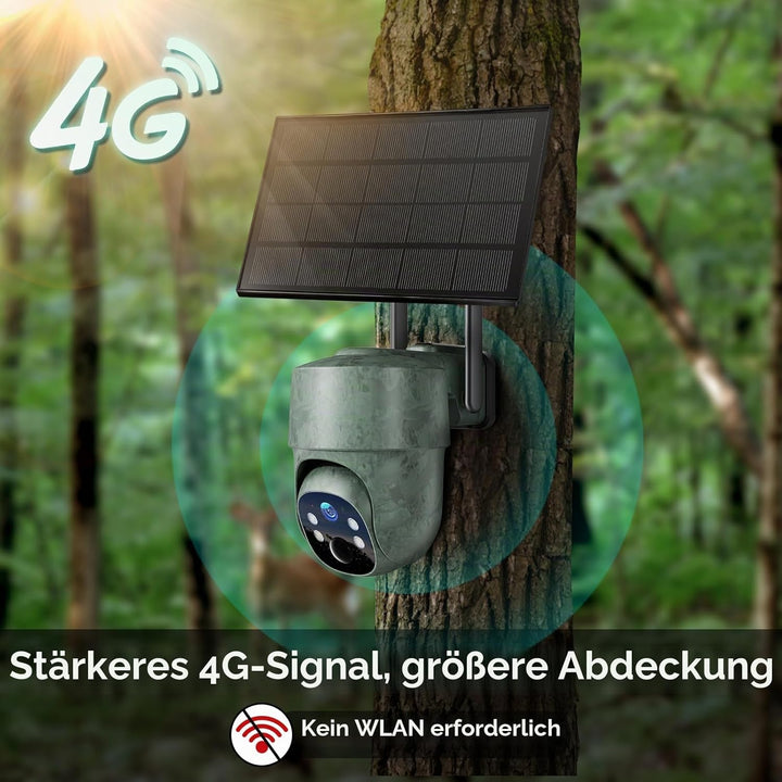WOLFANG 4G LTE Wildkamera, Überwachungskamera mit Handyübertragung App Wildkamera Solar mit SIM Kart