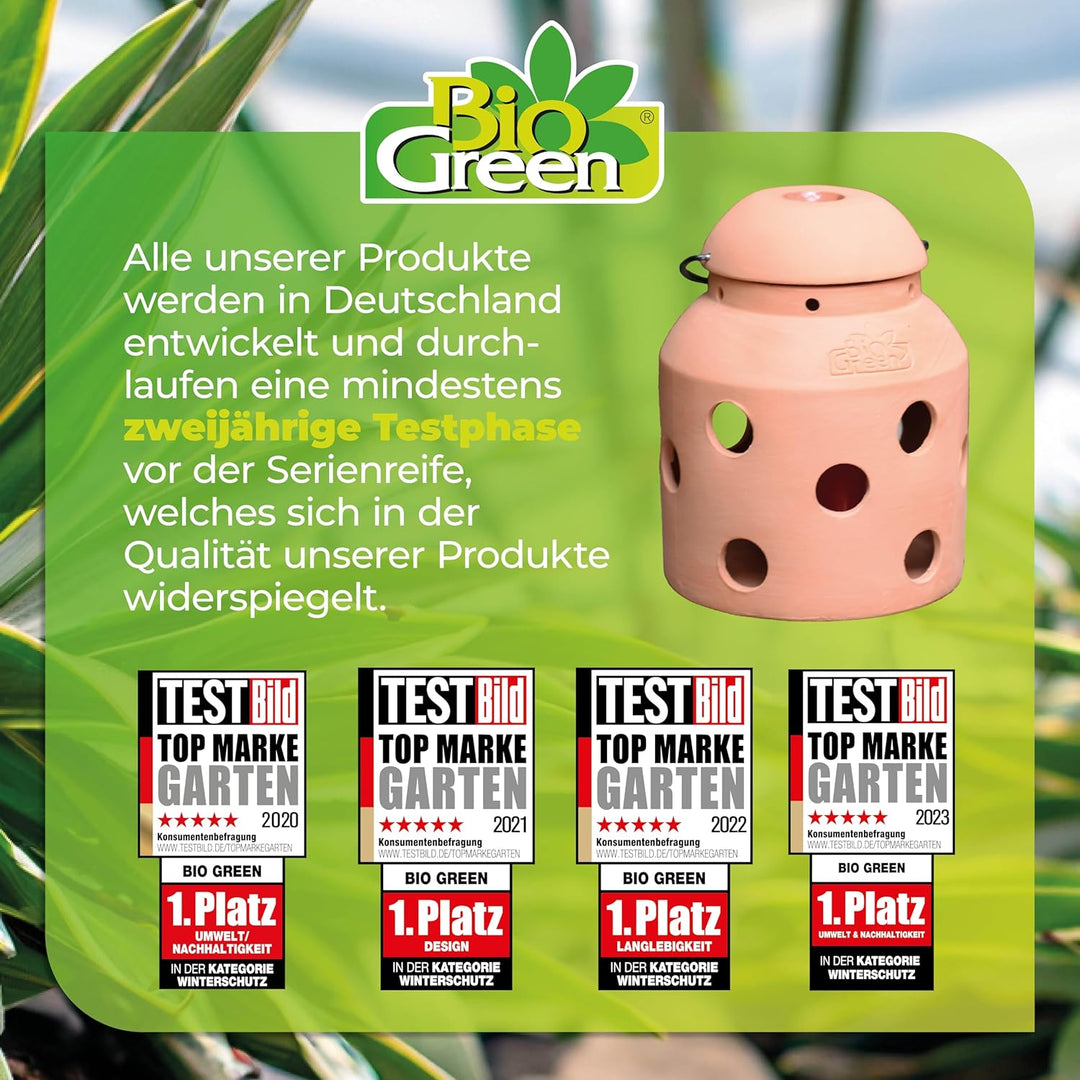 BioGreen Terracotta-Frostwächter Firefly | für kleine Gewächshäuser und Frühbeete | glasierte Ölscha
