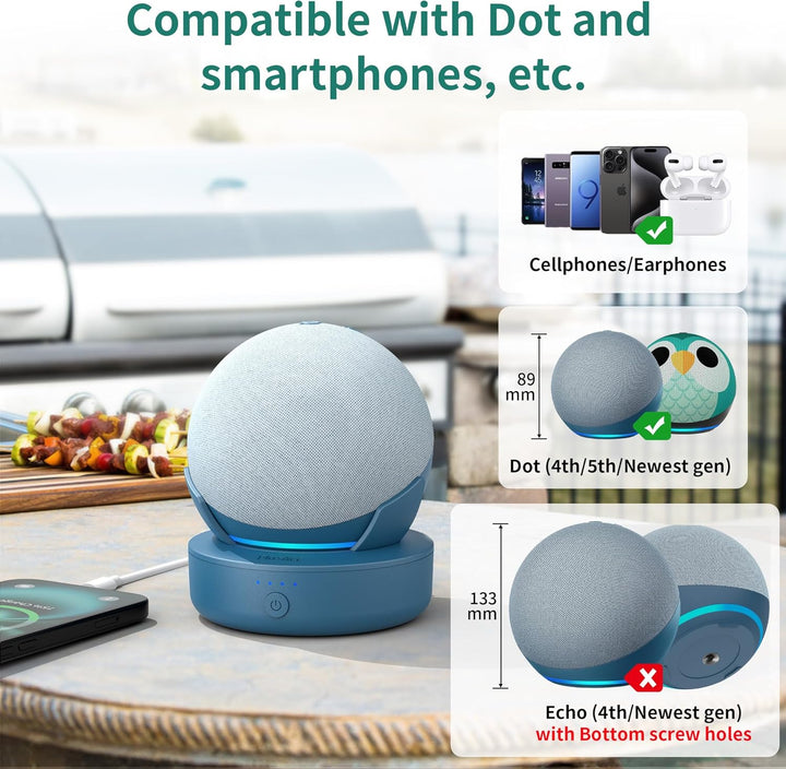 PlusAcc Akku für Dot 4.& 5. Generation - 10000 mAh Tragbare Ladestation Batterie Zubehör Kabellos Ak