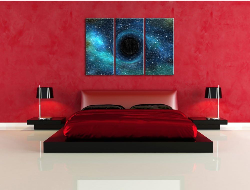 Pixxprint Schwarzes Loch im Weltall als Leinwandbild/Grösse: 3 Teilig (120x80 cm) cm/Wandbild/Kunstd
