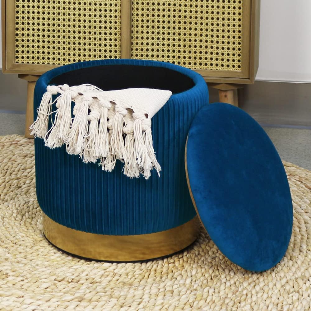 AllEquip 2er-Set Sitzhocker Samt Schminktisch Pouf Hocker mit Stauraum Ottoman Aufbewahrungshocker (