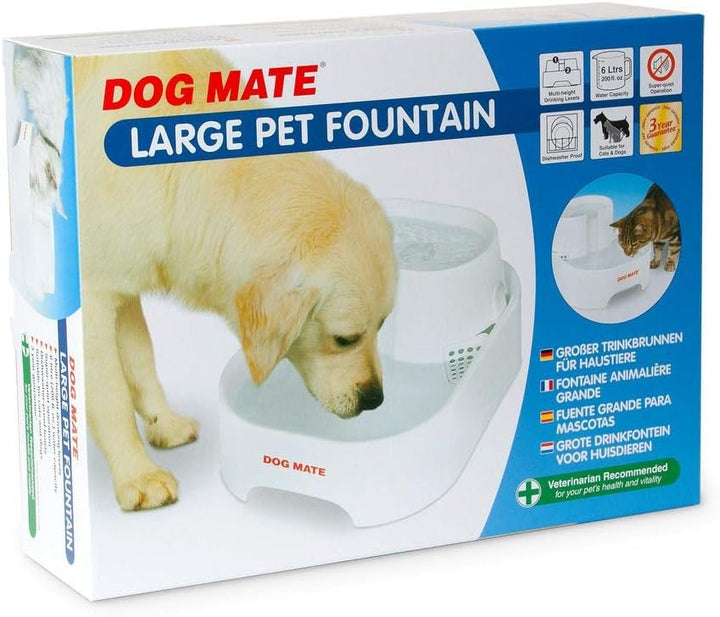 Dog Mate Grosser mehrstufiger Haustier-Wasserbrunnen (385) – Wassertrinkstation für Hunde und Katzen