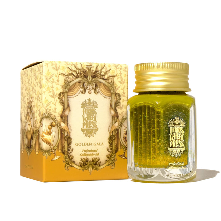 Ferris Wheel Press Calligraphy Ink | Deep gold with gold shimmer | 28ml, Deep gold with gold shimmer