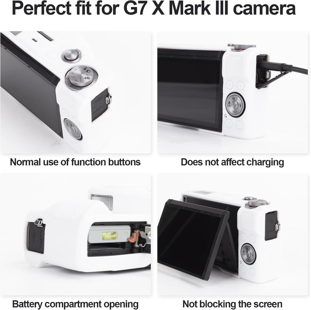 Rieibi Silikon-Schutzhülle für Canon G7X Mark III Hülle, G7X Mark III Zubehör mit 2 Stück Displaysch