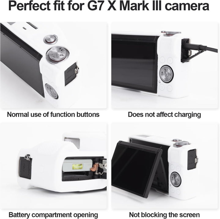 Rieibi Silikon-Schutzhülle für Canon G7X Mark III Hülle, G7X Mark III Zubehör mit 2 Stück Displaysch