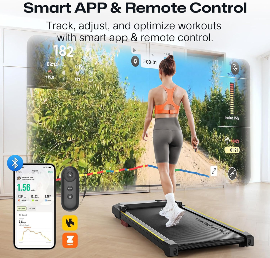 UREVO Smart Walking Pad mit APP und Fernbedienung, tragbare Laufbänder für Zuhause mit integrierten