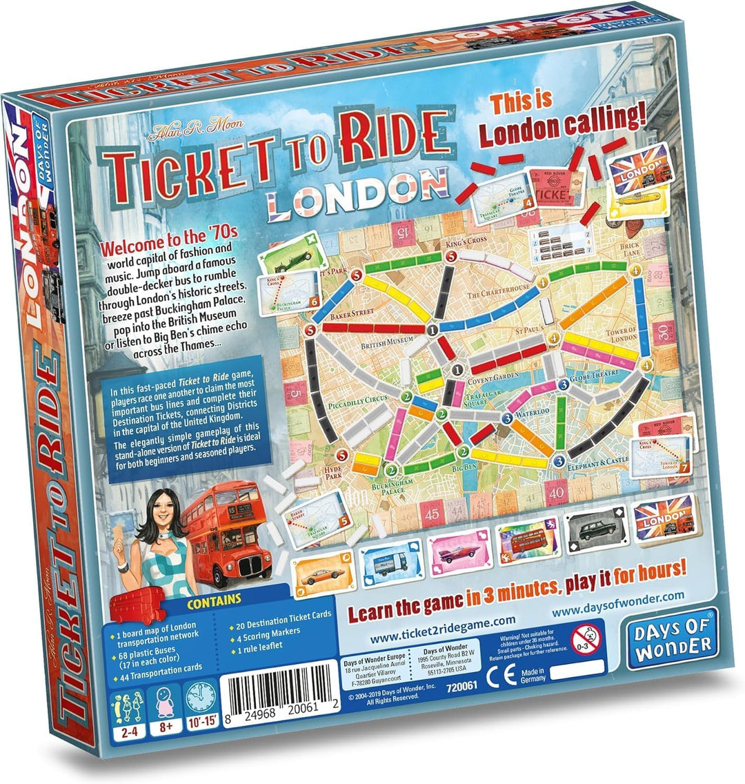 Days of Wonder, Ticket to Ride London Board Game, Ages 8+, for 2 to 4 Players, Average Playtime 10-1