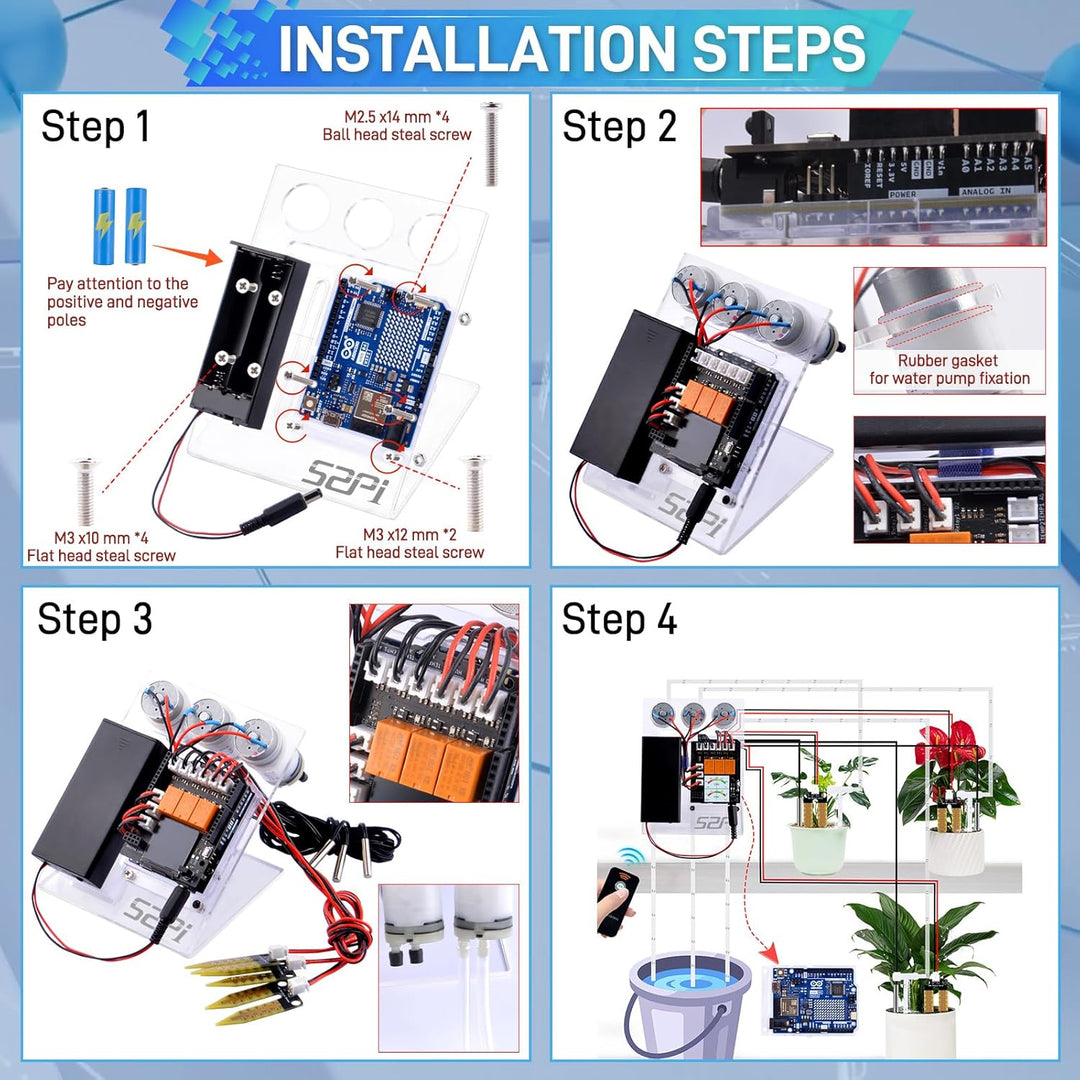 GeeekPi Plant Watering Kit für Arduino UNO R4 WiFi, mit UNO R4 Wifi Microcontroller Board, Soil Mois