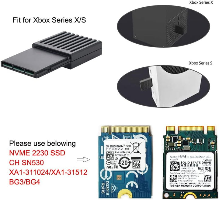 NFHK CF-Express Type-B to M.2 NVMe 2230 M-Key Adapter CFE for Xbox Series X&S CH SN530 SSD PCIe4.0 E