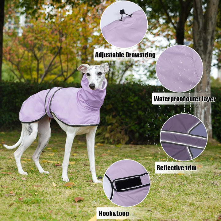 Geyecete Windhund Leicht Hundejacke Regenjacke, Hunderegenmantel Wasserdicht Verstellbar Windhundeja
