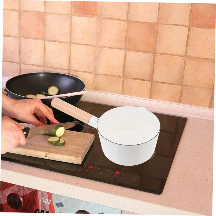 Zerodeko Multifunktionaler Kochtopf aus Emaille für Zuhause Leicht zu Reinigen mit Holzgriff Antihaf