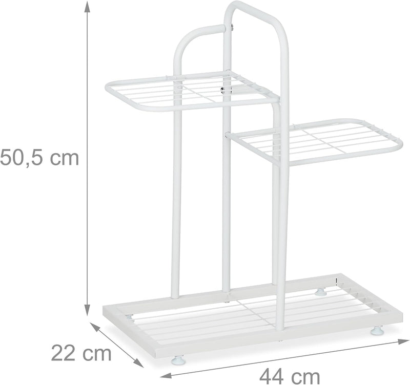 Relaxdays Pflanzenständer, 3 Ebenen, für Pflanzen, Kräuter, HxBxT: 50,5 x 44 x 22 cm, Stahl, Blumenr