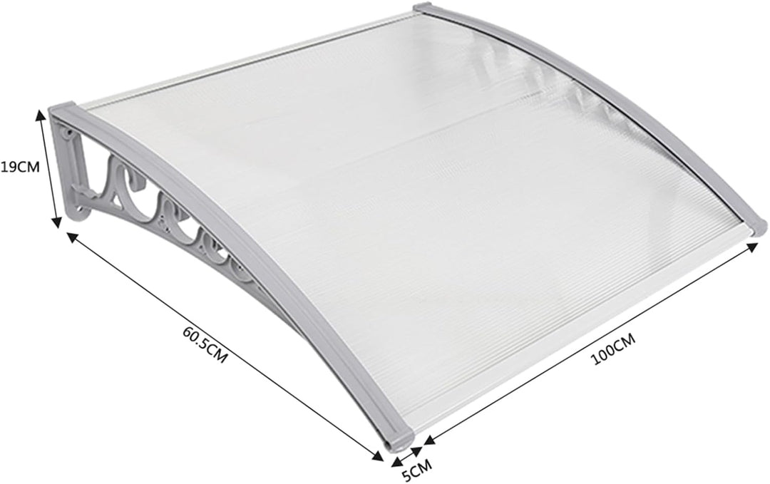Homewell Vordach für Haustür 60 x 100 cm Weiss, Modern Überdachung Haustür aus PC-Hohlplatte, PP-Kun