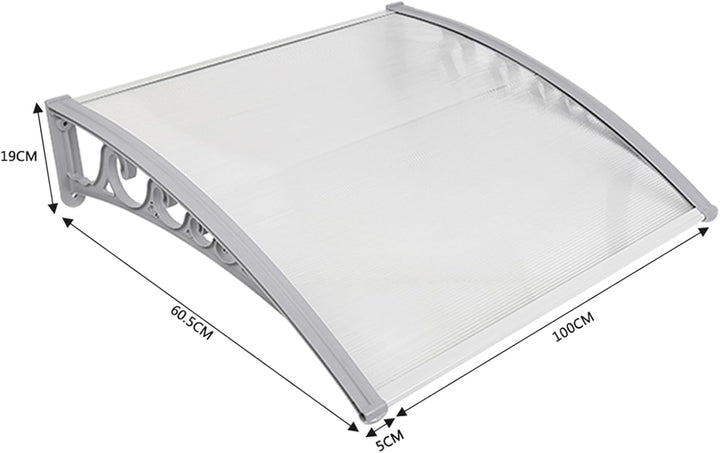 Homewell Vordach für Haustür 60 x 100 cm Weiss, Modern Überdachung Haustür aus PC-Hohlplatte, PP-Kun
