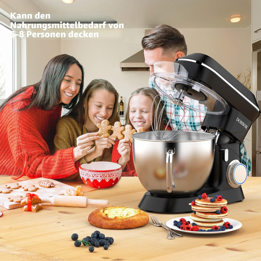9.5L Küchenmaschine Knetmaschine 1500W, DOBBOR Rührmaschine mit Rührbesen, Knethaken, Schlagbesen, S