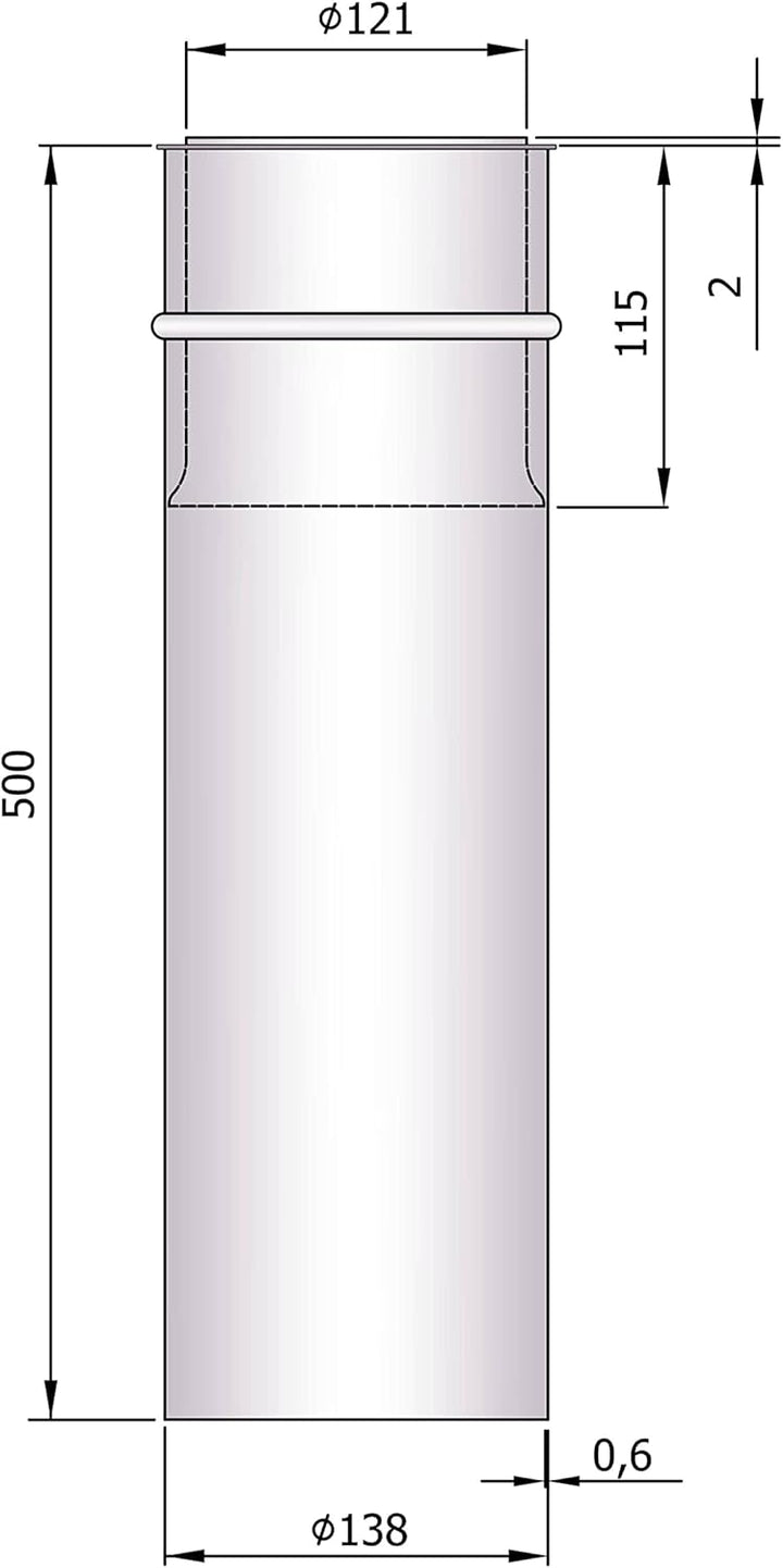 Mauermuffe Ø130 mm 50 cm lang kürzbar Wandfutter kürzbar Doppelwandfutter für Rauchrohr Ofenrohr Kam