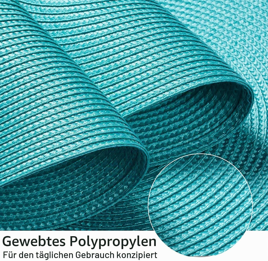 FunWheat Runde geflochtene Tischsets Set mit 6 Tischsets für Esstische, gewebt, waschbar, rutschfest