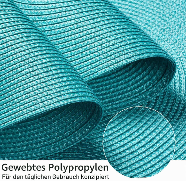 FunWheat Runde geflochtene Tischsets Set mit 6 Tischsets für Esstische, gewebt, waschbar, rutschfest