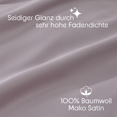 Blumtal Mako Satin Bettwäsche 155x220 & 80x80 Kissenbezug Grau - Oeko Tex Zertifiziert - Satin Bettw