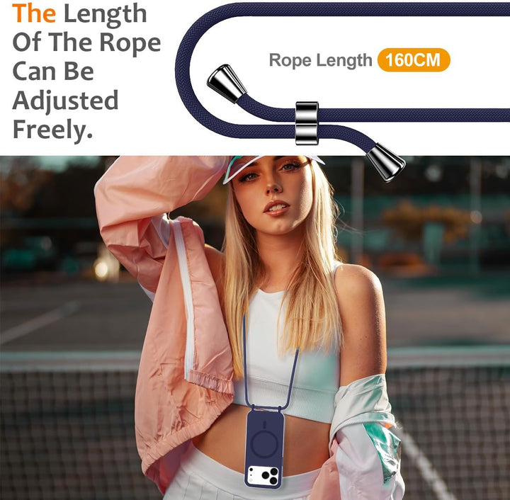 Handykette für iPhone 17 Pro Hülle mit Band [Kompatibel mit Magsafe] Flüssig Silikon Necklace Handyh