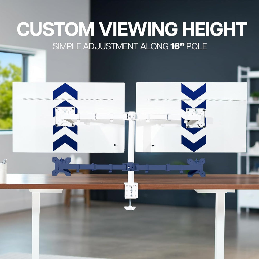VIVO STAND-V032W Dual-Monitor-Tischhalterung, robust, voll Verstellbarer Ständer, passend für 2 LCD-