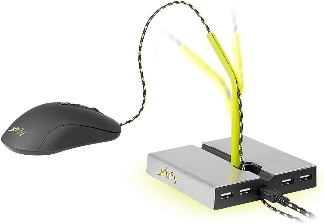 Xtrfy B1 Maus Bungee mit LED und USB-Hub - Silber Xtrfy Yellow, Xtrfy Yellow