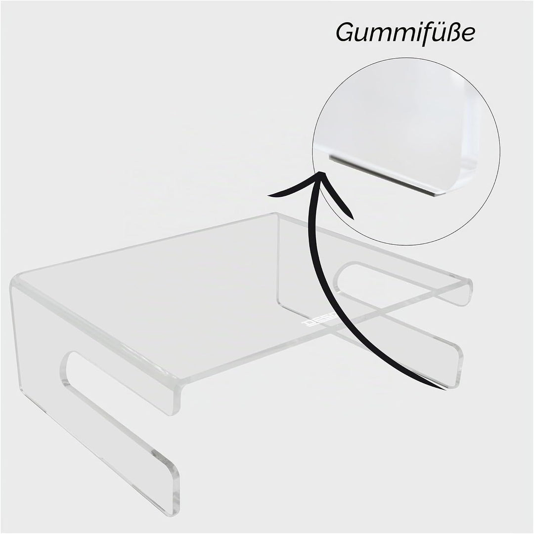 Desq 1537 Monitorständer aus hochwertigen Acryl, transparent Tastatur ablage, Tastatur ablage