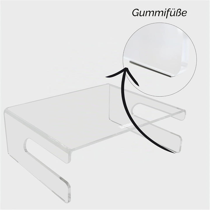 Desq 1537 Monitorständer aus hochwertigen Acryl, transparent Tastatur ablage, Tastatur ablage