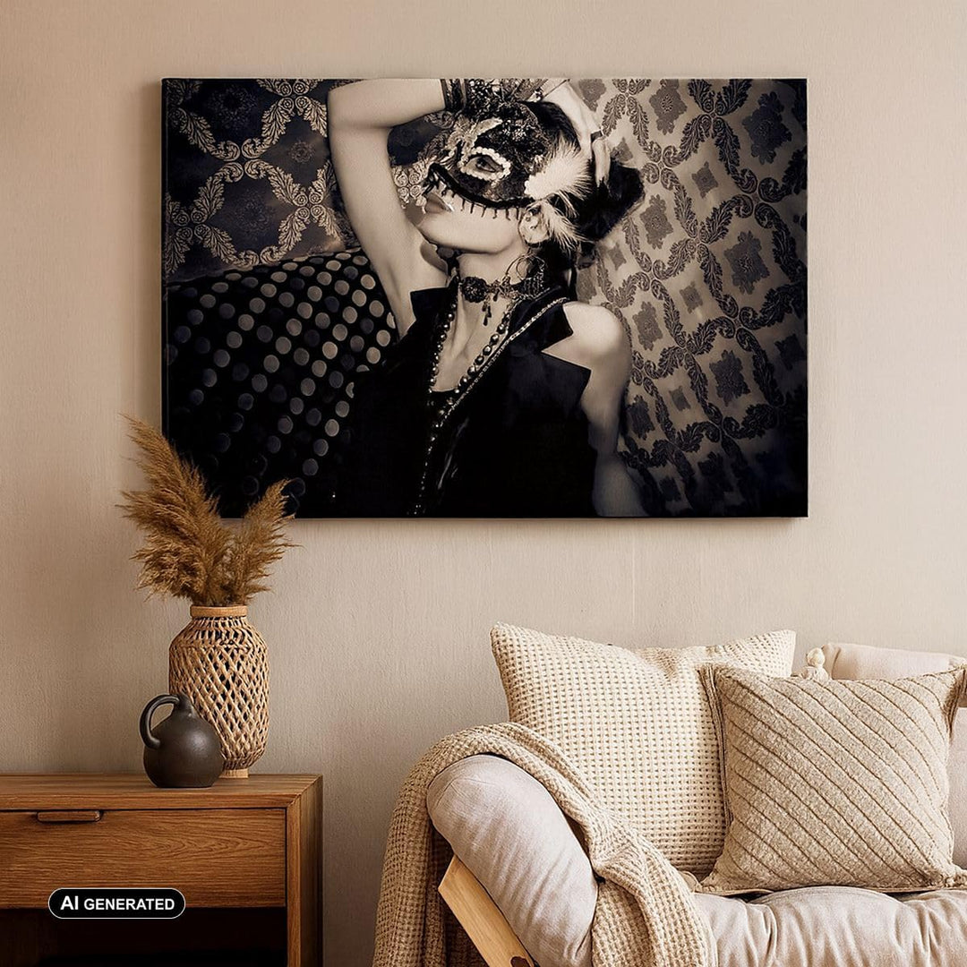 Bilder auf Leinwand Frau Karneval Maske Mode Leinwandbild 70x50cm Wandbilder Dekoration Wohnzimmer S