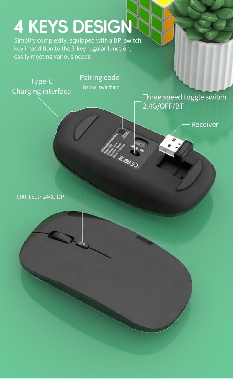 Tastatur Maus Set Kabellos,3 Bluetooth5.0/3.0 Tastatur &amp; 2.4G USB Dual-Modus vier Kanäle,Funktastatu